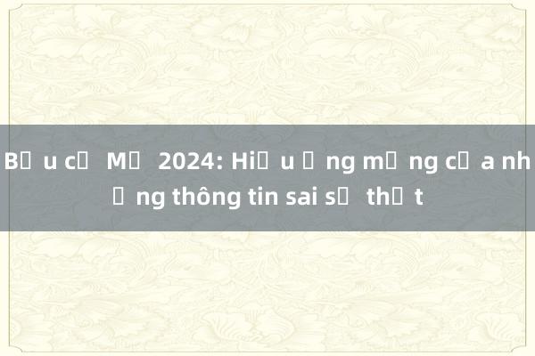 Bầu cử Mỹ 2024: Hiệu ứng mạng của những thông tin sai sự thật